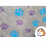 Ozzy Vet-Bed Liner | Grey with Purple & Teal Paws