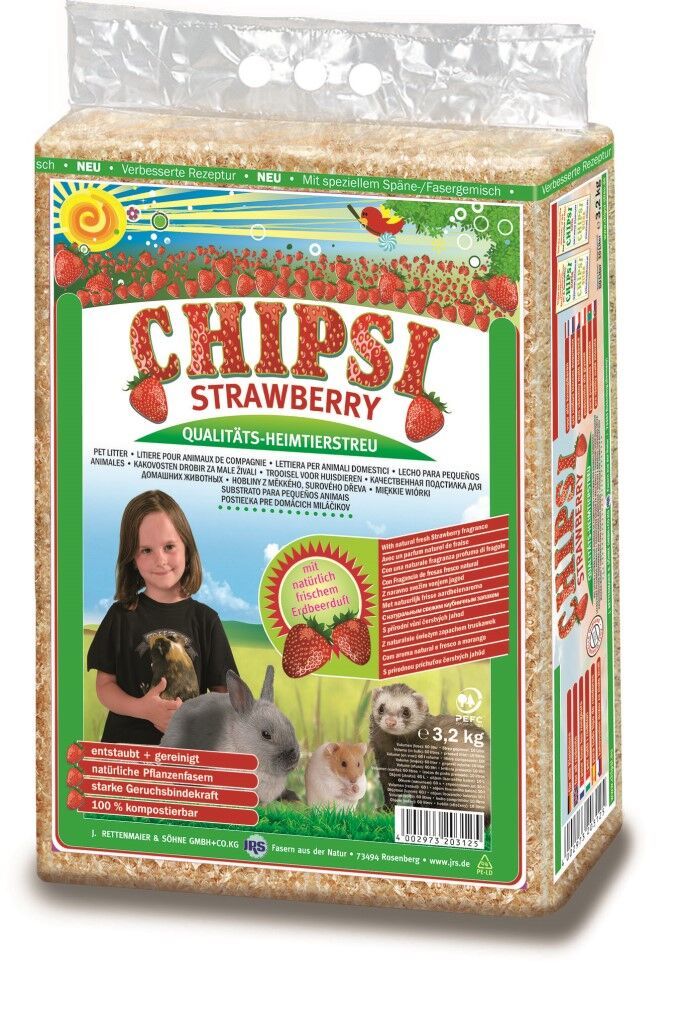 Chipsi Strawberry 60 Litre wood shaving bedding for guinea pigs