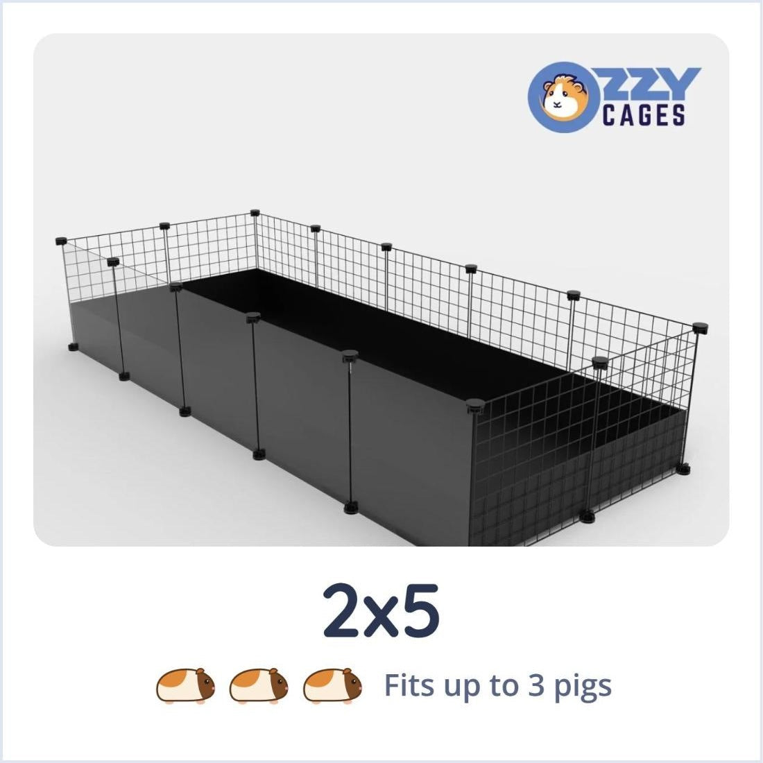 Ozzy 2x5 Clear Sided Guinea Pig Cages