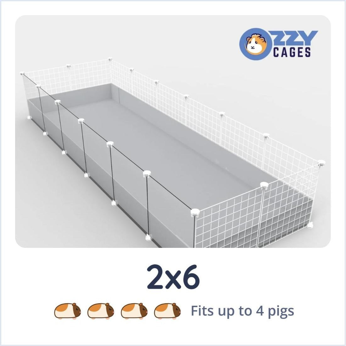Ozzy 2x6 Clear Sided Guinea Pig Cages