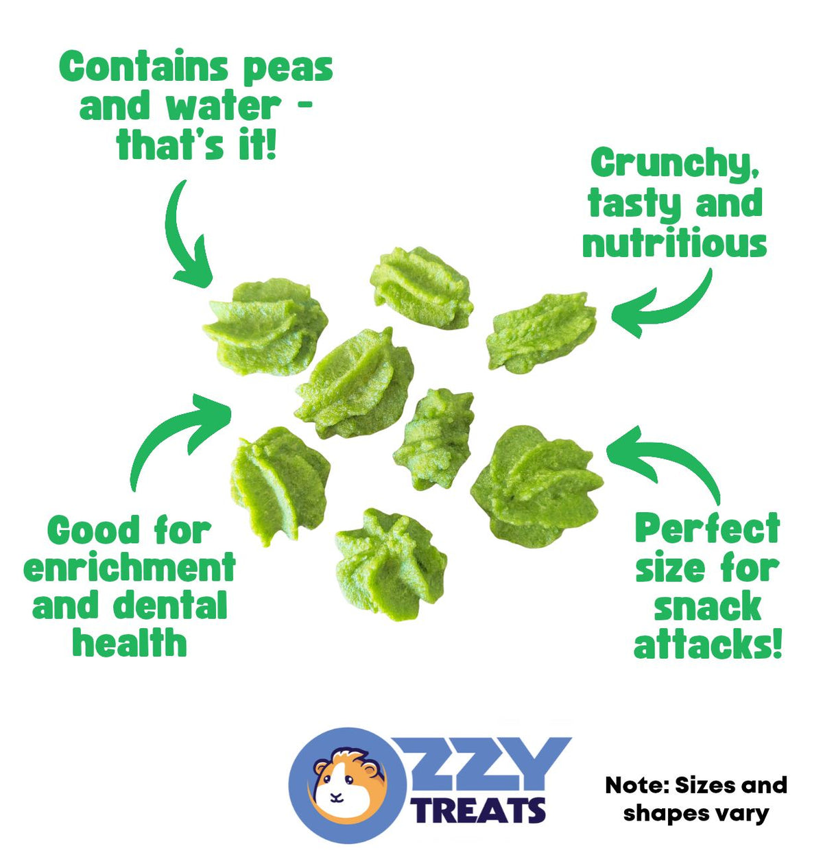 Ozzy Treats - Pea Bites (120g) - for Guinea Pigs & Rabbits
