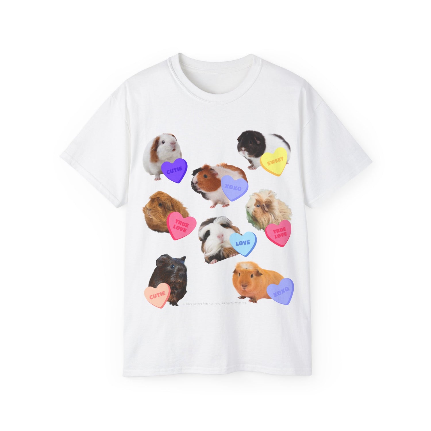 Unisex Cotton Tshirt - "Candy Hearts" (Double sided print)