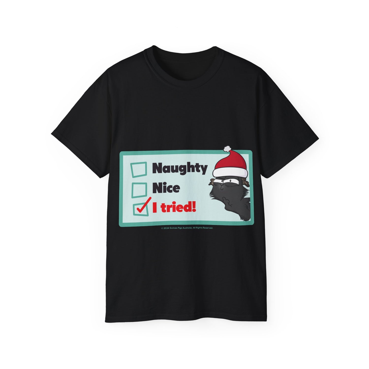 Unisex Cotton Tshirt - Christmas: Naughty? Nice? I tried!