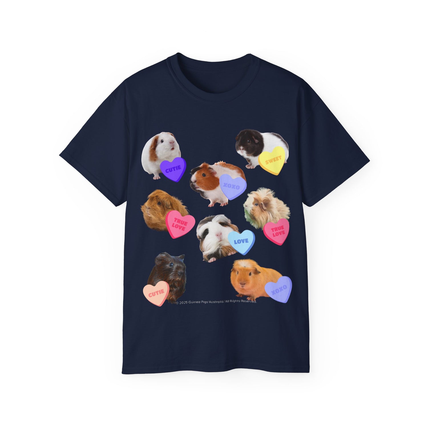 Unisex Cotton Tshirt - "Candy Hearts" (Double sided print)