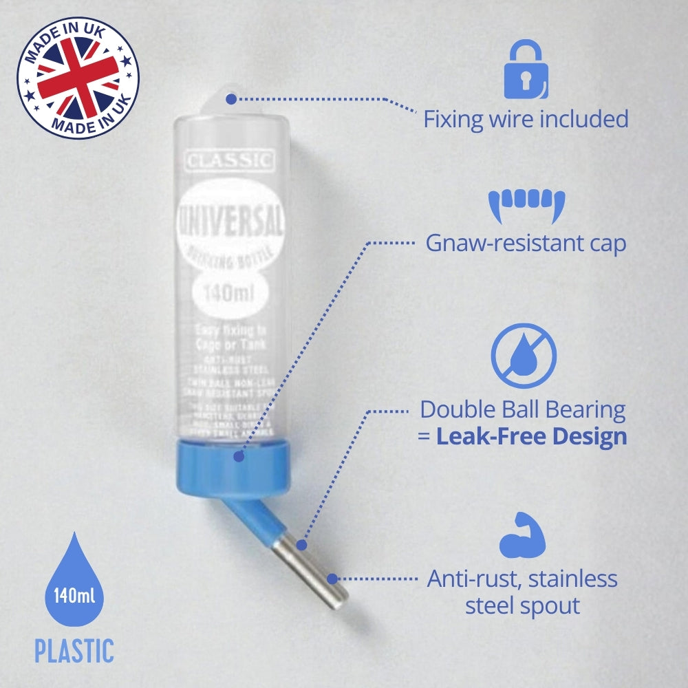 Classic Universal Drinking Bottle 140ml (Extra Small) – Water Bottle for Small Pets