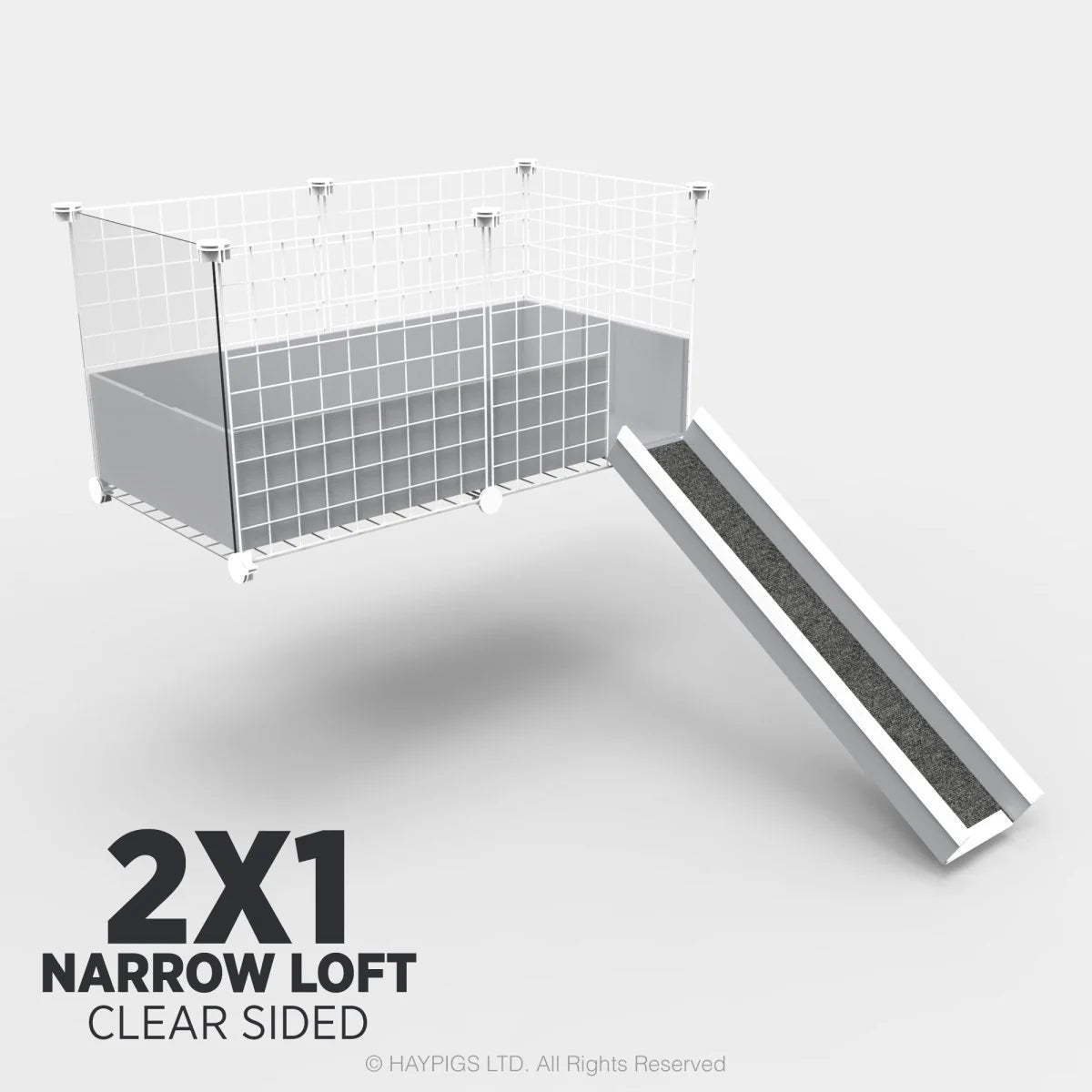 Ozzy Cages 2x1 C&C Narrow Loft Kit for Guinea Pigs - Clear Sided