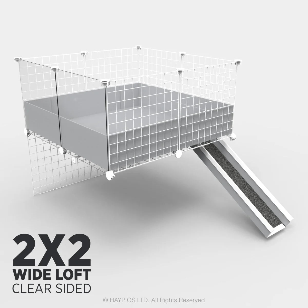 Ozzy Cages 2x2 C&C Wide Loft Kit for Guinea Pigs - Clear Sided