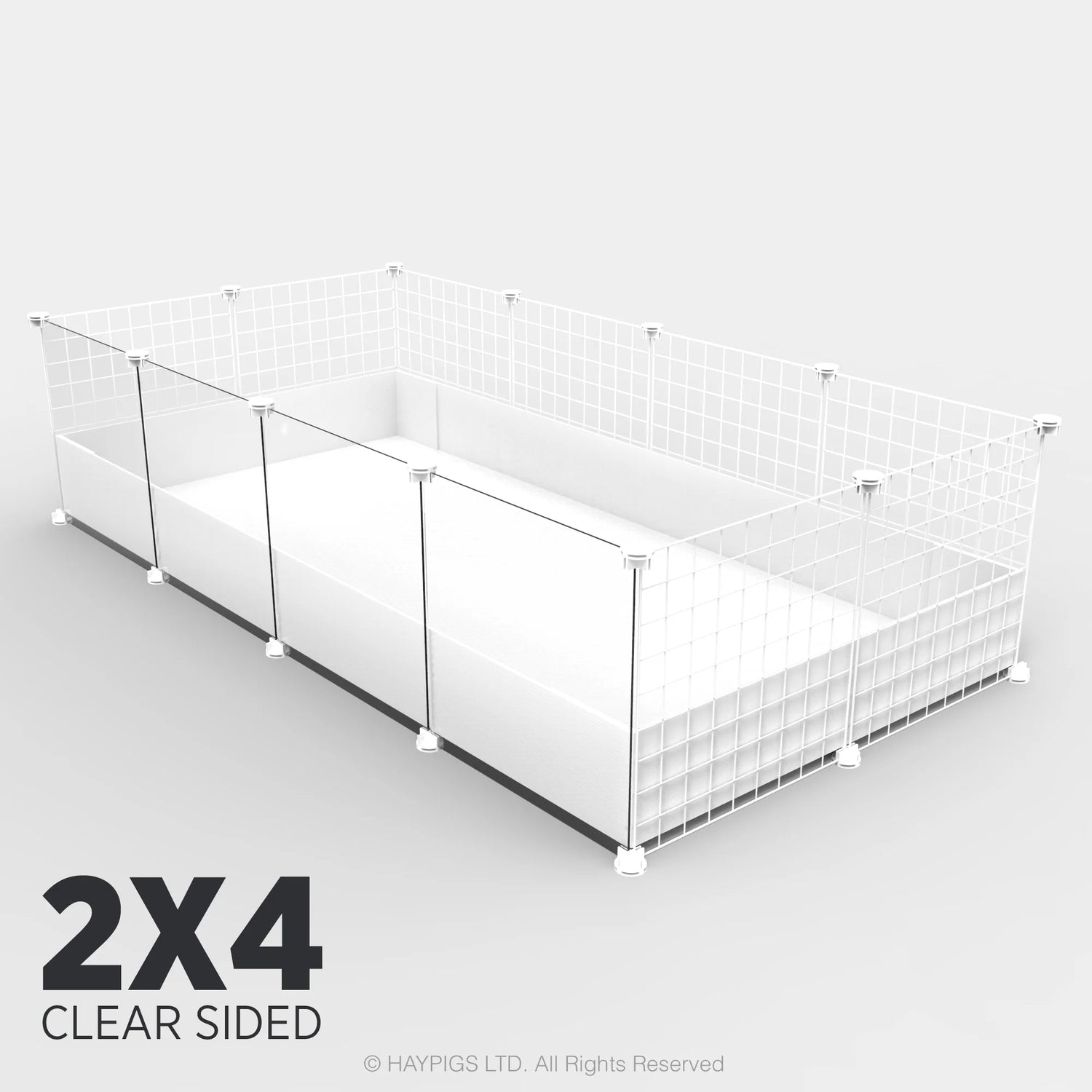 Ozzy Cages 2x4 C&C Enclosure - Clear Sided - White