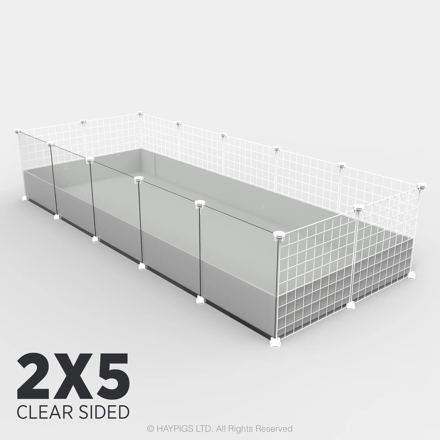 Ozzy Cages 2x5 C&C Enclosure - Clear Sided - Grey
