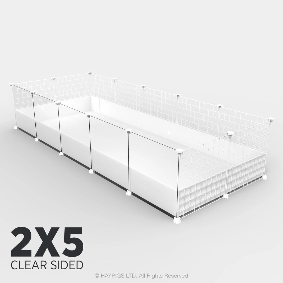 Ozzy Cages 2x5 C&C Enclosure - Clear Sided - White