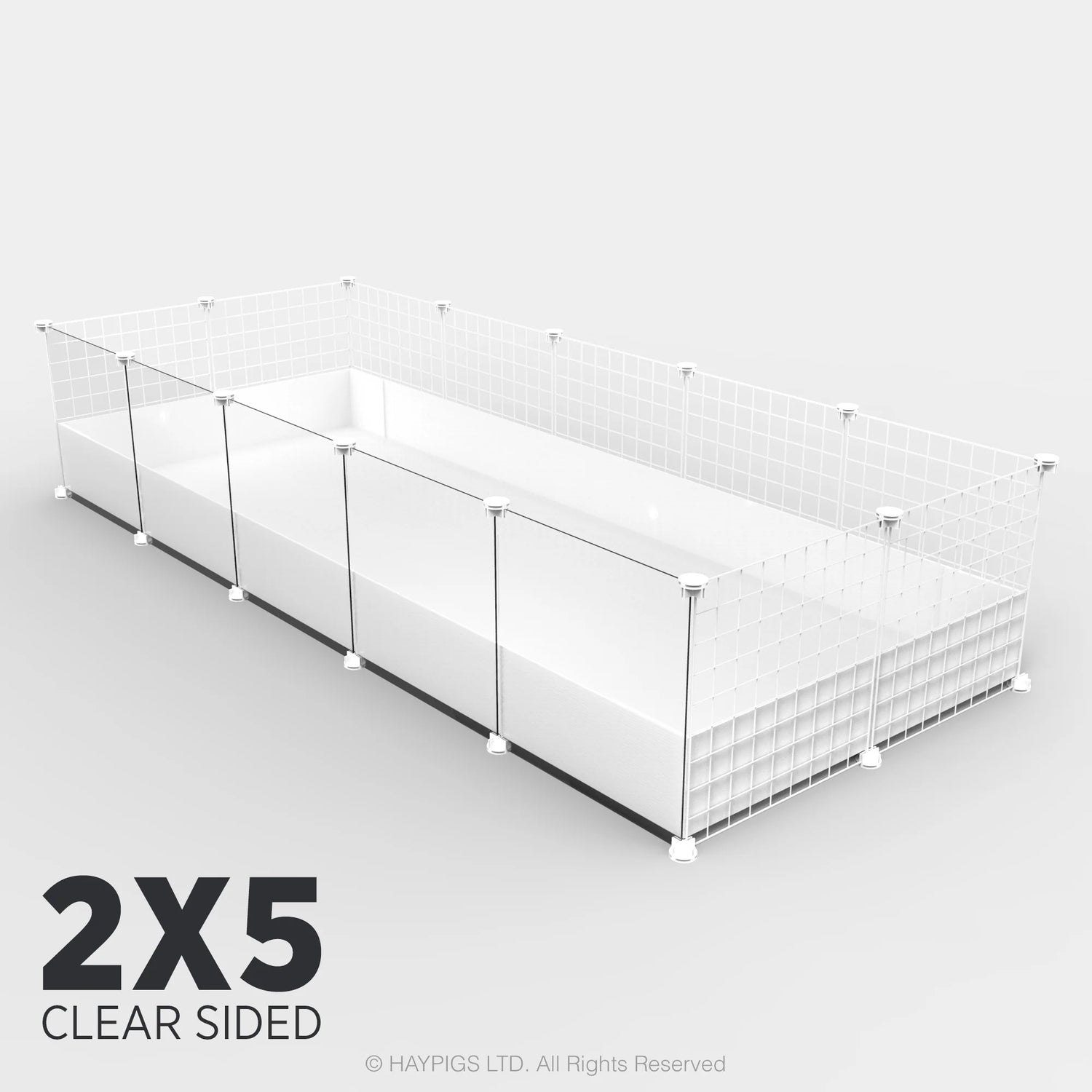 Ozzy Cages 2x5 C&C Enclosure - Clear Sided - White
