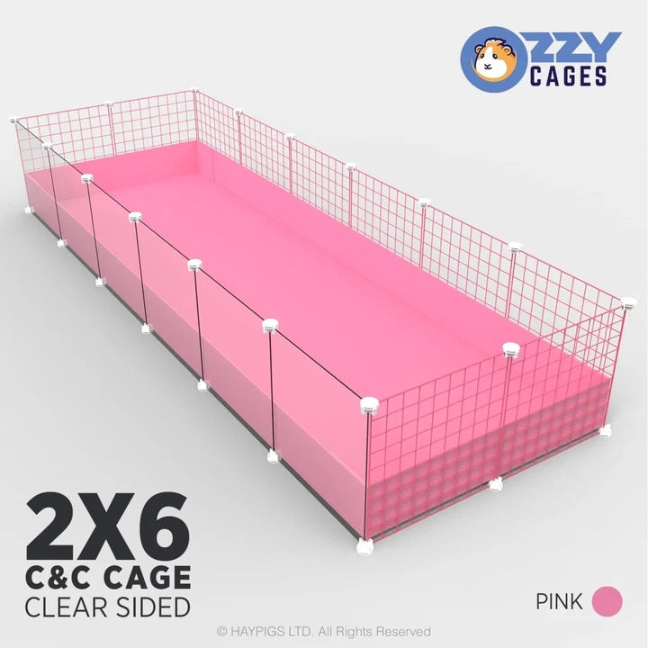 Ozzy Cages 2x6 C&C Enclosure - Clear Sided - Pink