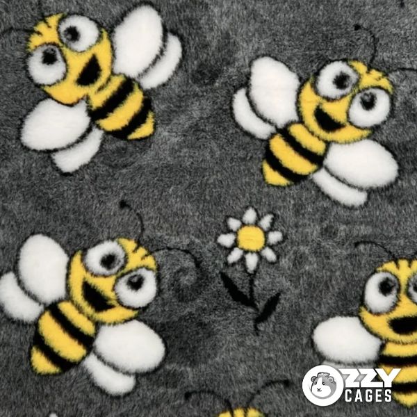 Ozzy Vet-Bed Liner | Charcoal, White and Yellow Happy Bee