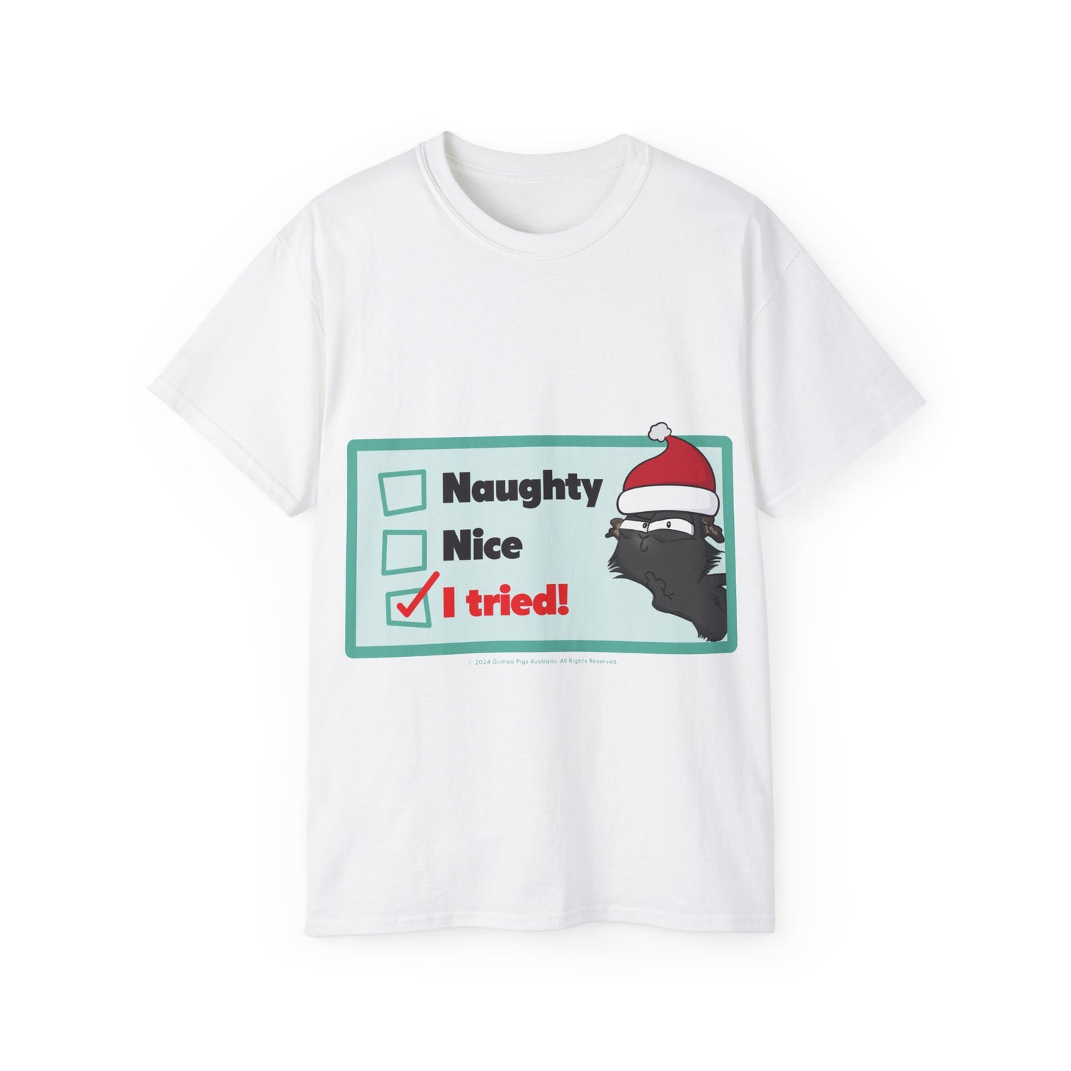 Unisex Cotton Tshirt - Christmas: Naughty? Nice? I tried!