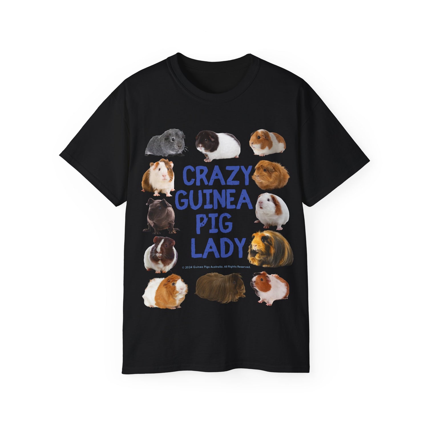 Unisex Cotton Tshirt - Crazy Guinea Pig Lady