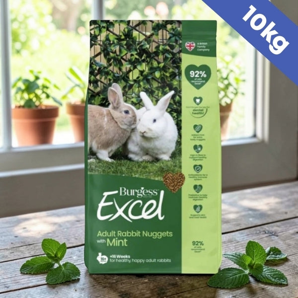 10kg Burgess Excel Adult Rabbit Nuggets with Mint – Guinea Pigs Australia