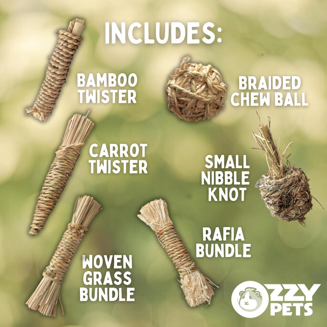 Chew Toy Fun Bundle - Edible Toy Value Pack for Guinea Pigs and Rabbits - Ozzy Pets