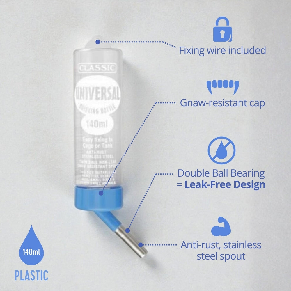 Classic Universal Drinking Bottle 140ml (Extra Small) – Water Bottle for Small Pets