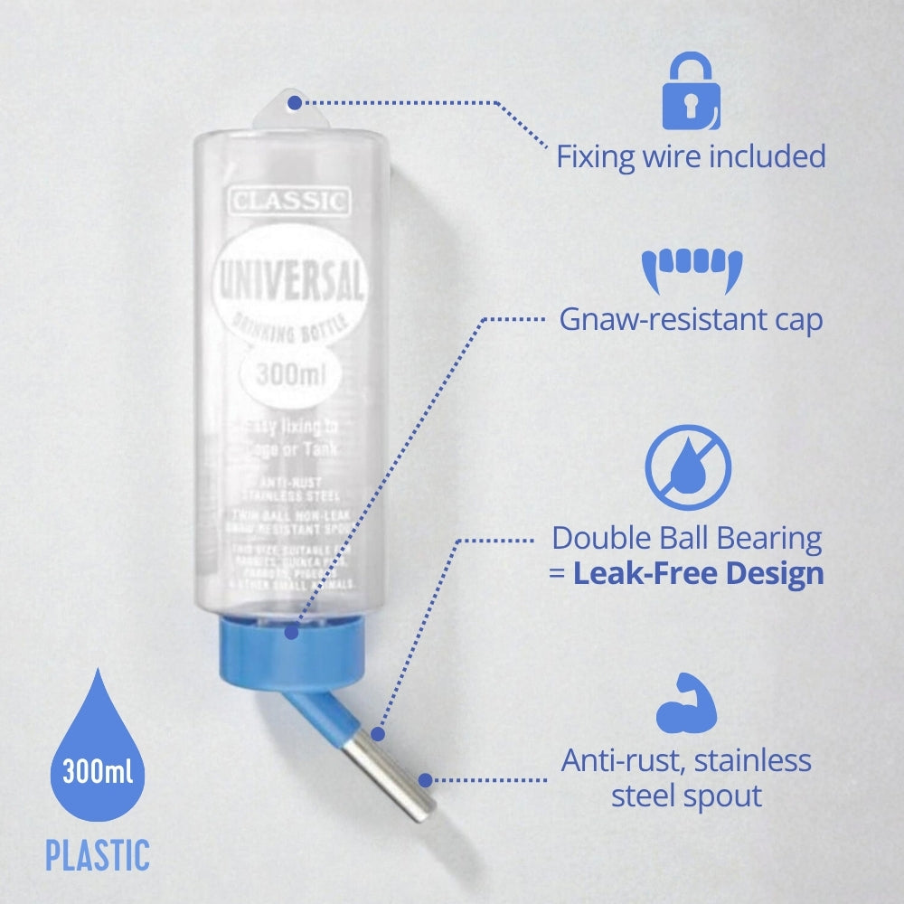 Classic Universal Drinking Bottle 300ml (Small) – Water Bottle for Small Pets