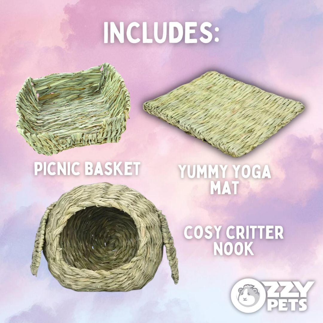 Ozzy Pets Chill 'n Chew Bundle – Natural Chew Toy & Enrichment Value Pack for Guinea Pigs & Rabbits
