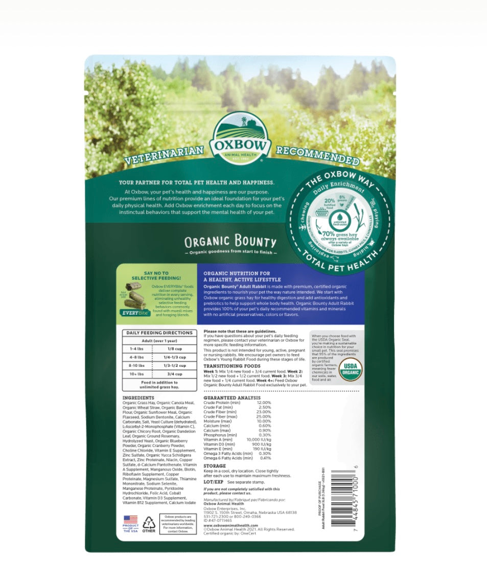 Oxbow Organic Bounty Adult Rabbit Food 1.3kg