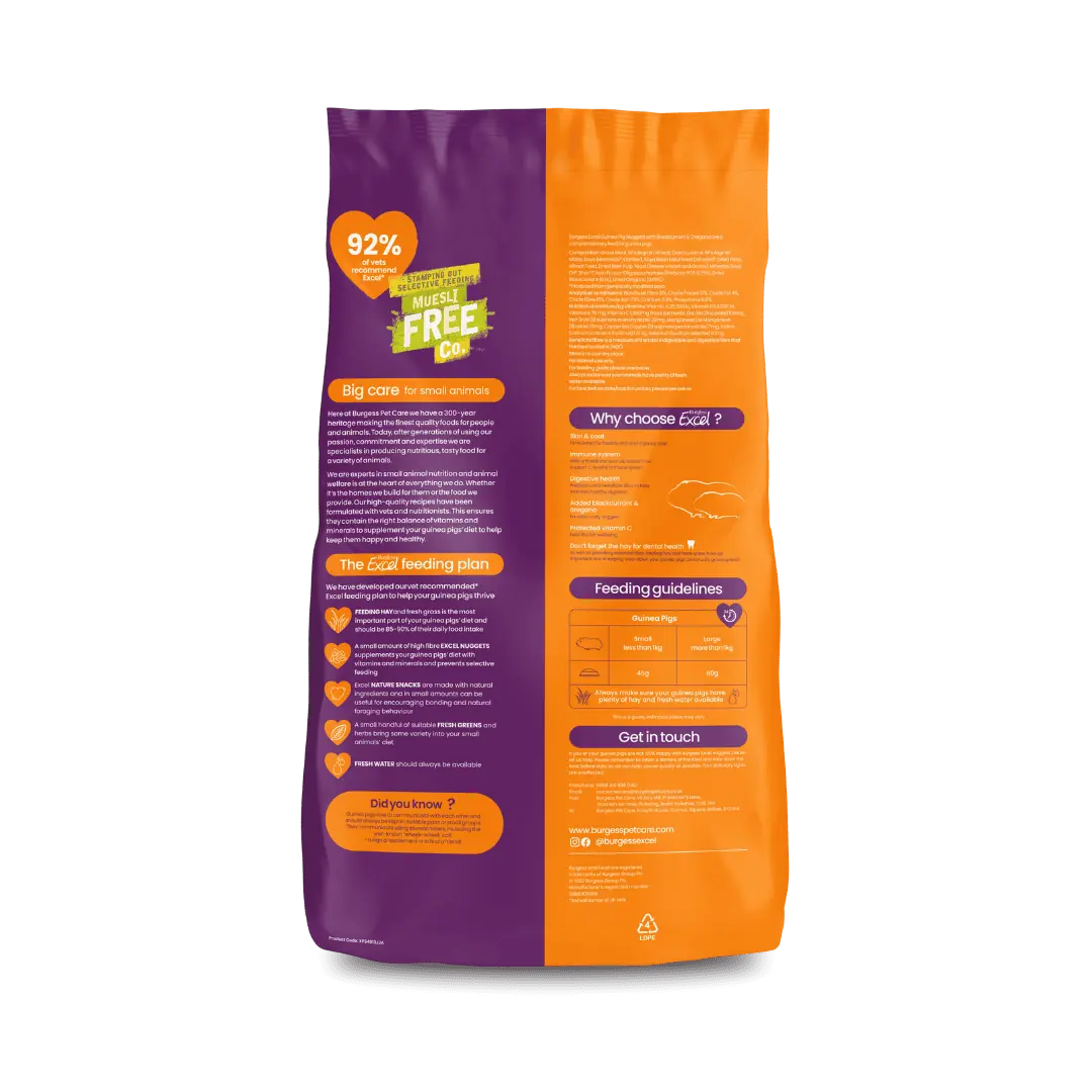 Burgess Excel Guinea Pig Pellets with Blackcurrant and Oregano 10kg