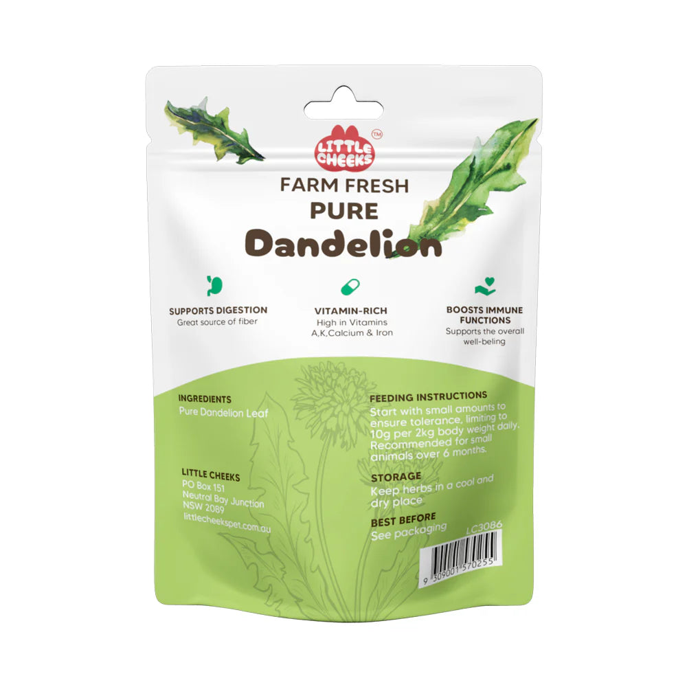 Little Cheeks Farm Fresh Pure Dandelion Leaf 50g for Rabbits and Guinea Pigs