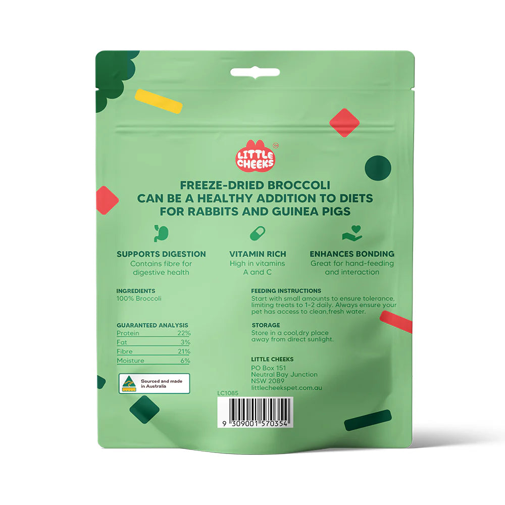 Little Cheeks Freeze Dried Broccoli 10g for Rabbits and Guinea Pigs