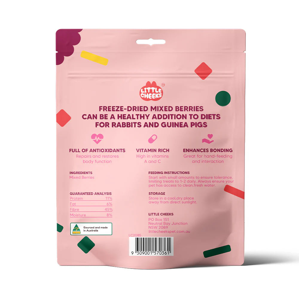 Little Cheeks Freeze Dried Mixed Berries 25g for Rabbits and Guinea Pigs