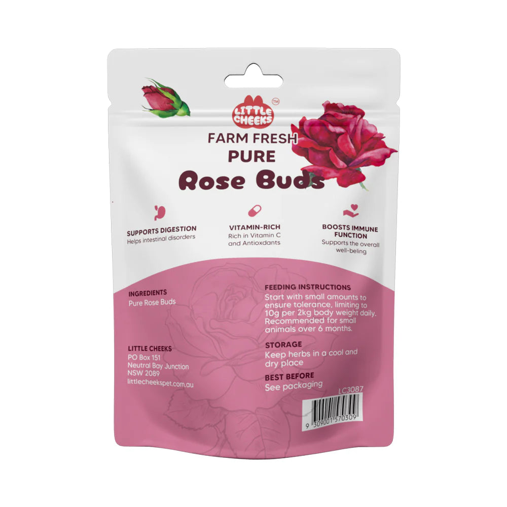 Little Cheeks Farm Fresh Pure Rose Buds 60g for Rabbits and Guinea Pigs