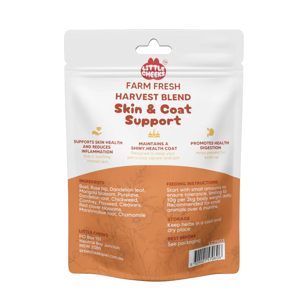 Little Cheeks Farm Fresh Harvest Blend Skin & Coat Support 50g for Rabbits and Guinea Pigs