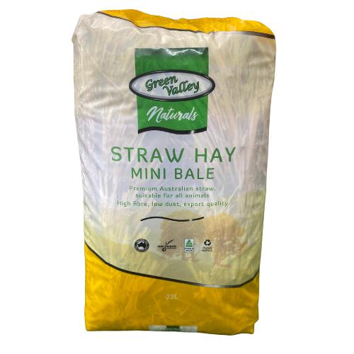 Green Valley Naturals Straw Hay Mini Bale For Small Animals And Birds 22L