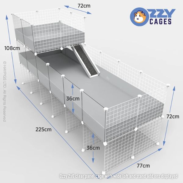 Ozzy Cages 2x6 C&C Enclosure - Clear Sided - White
