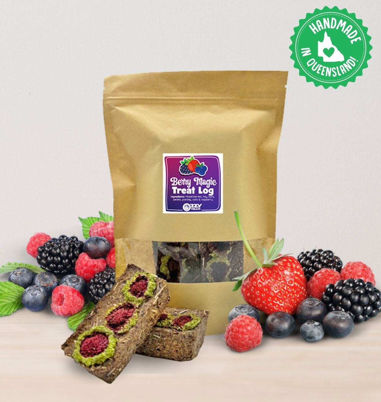 Ozzy Treats - Berry Magic Treat Logs (2 pack)  - for Guinea Pigs & Rabbits