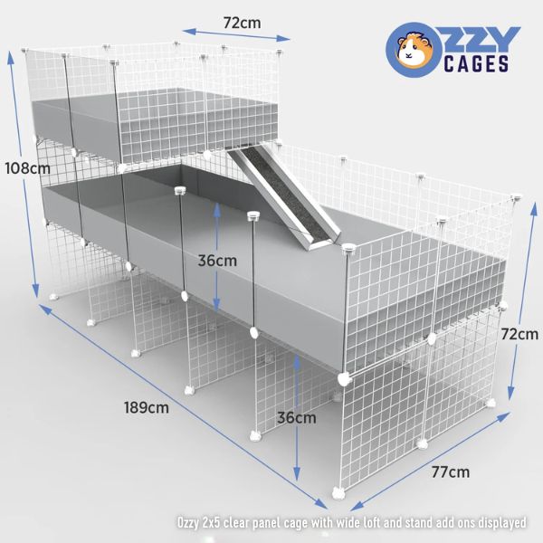 Ozzy Cages 2x5 C&C Enclosure - Clear Sided - Grey