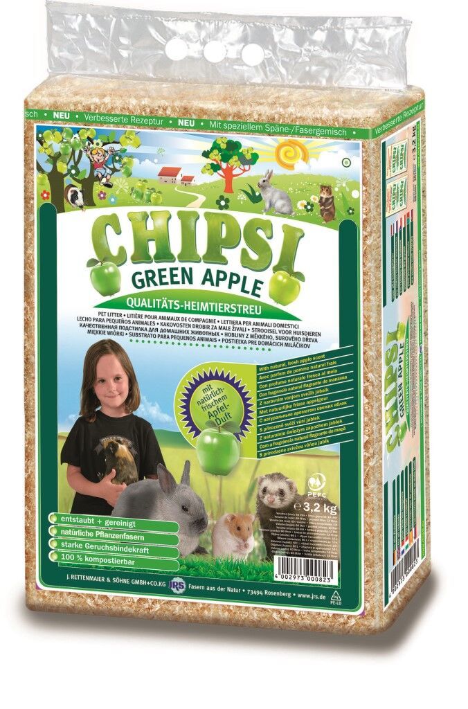 Chipsi Green Apple Wood Shavings Bedding - 60L